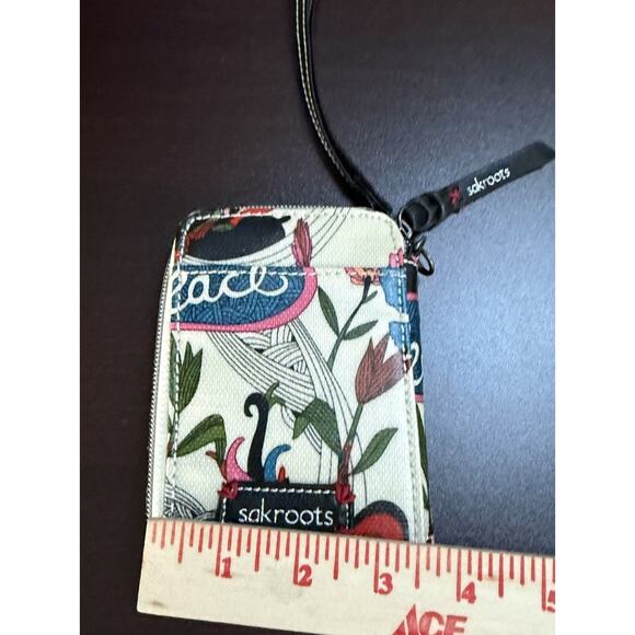 Sak Root Wristlet Wallet Clutch Artist Circle Peace Bird Floral Sketch Artsy Y2K - Picture 4 of 6